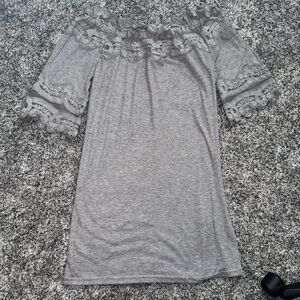 Off the shoulder grey mini dress